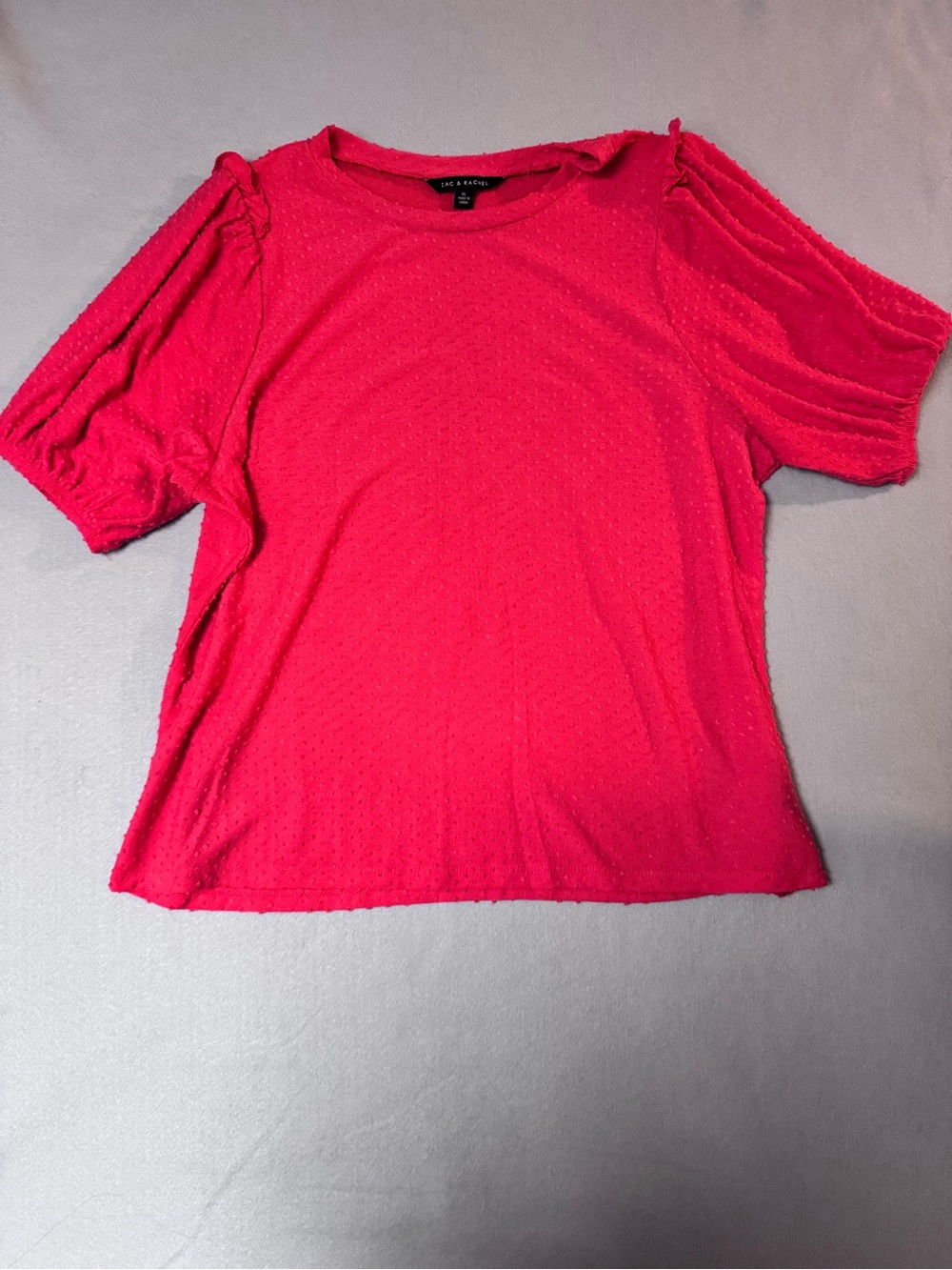 Zac & Rachel Bright Pink Puff-Sleeve Short Sleeve Top